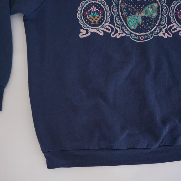 Vintage Fruit Loom Navy Butterfly Graphic Mockneck 90's Sweatshirt XL - Picture 6 of 10